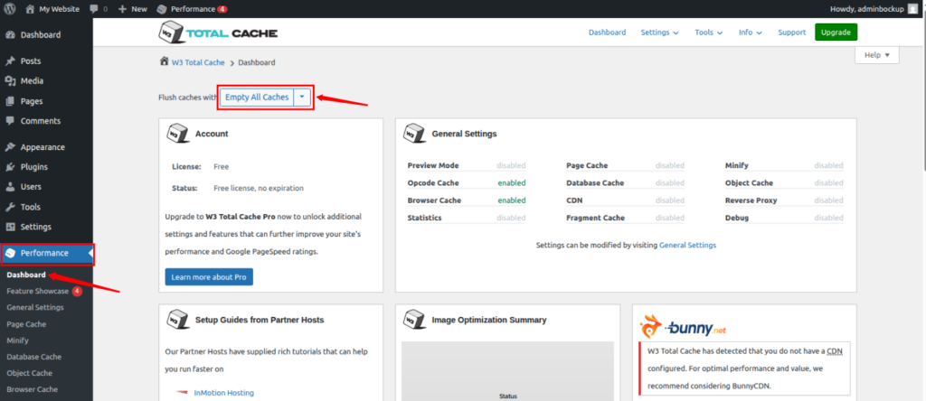 empty cache using plugin - clear website cache