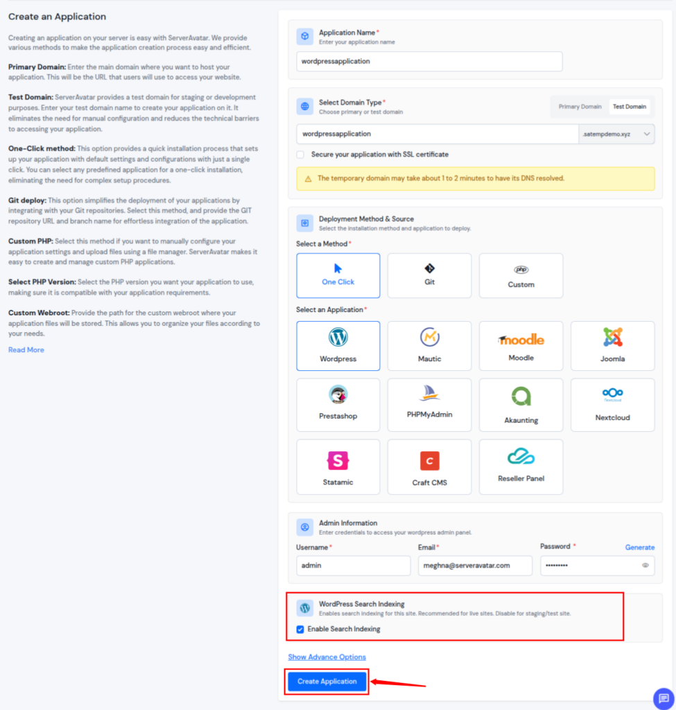 create application - Discourage search engines from indexing site