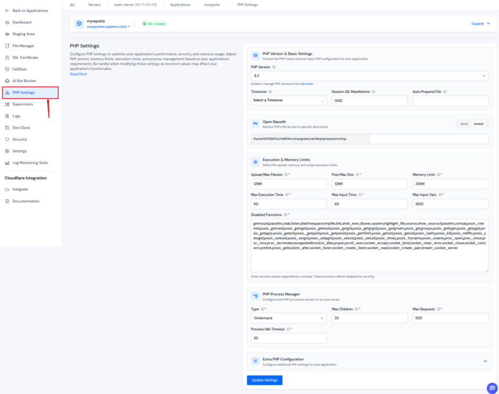 php settings - PHP hosting setup checklist