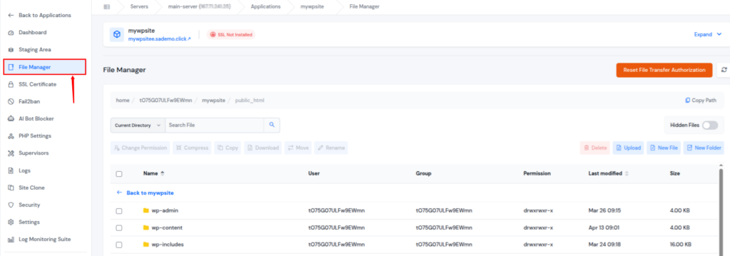 file manager - PHP hosting setup checklist