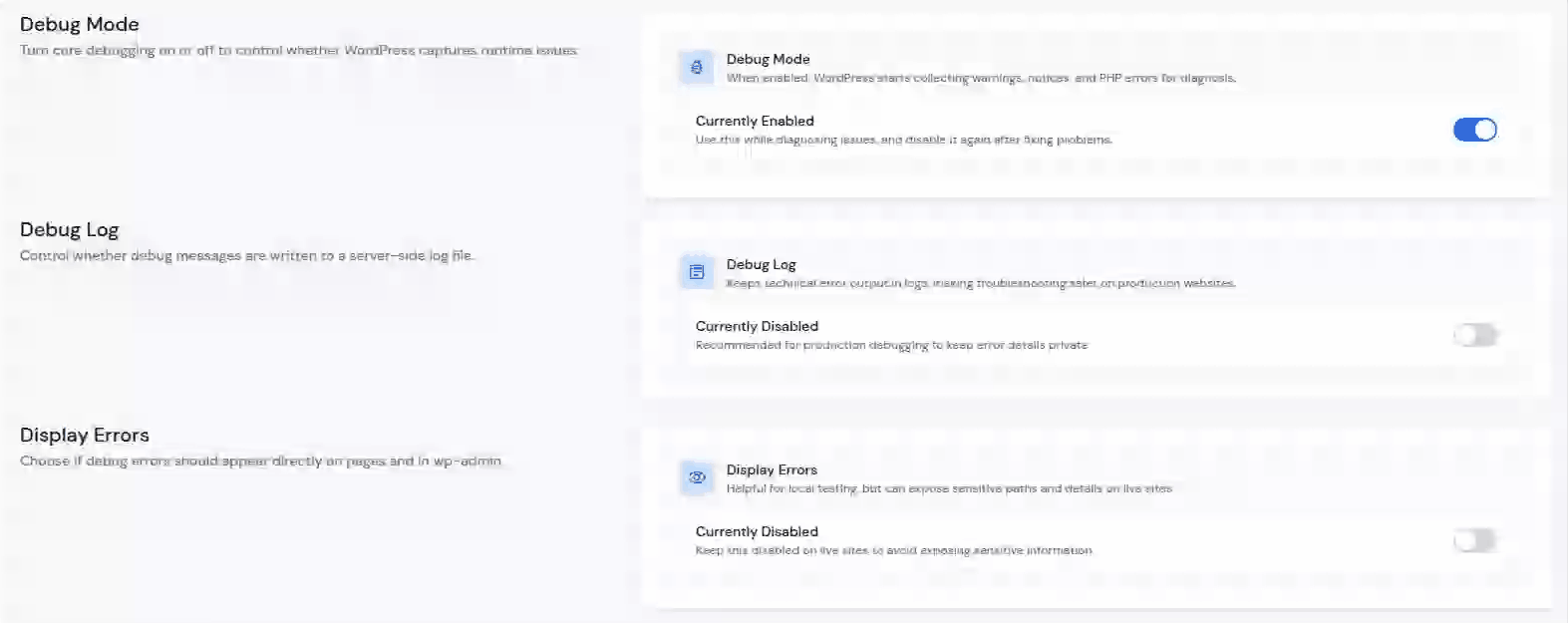 Debug Log - WordPress Toolkit