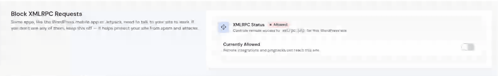 Block XMLRPC - WordPress Toolkit
