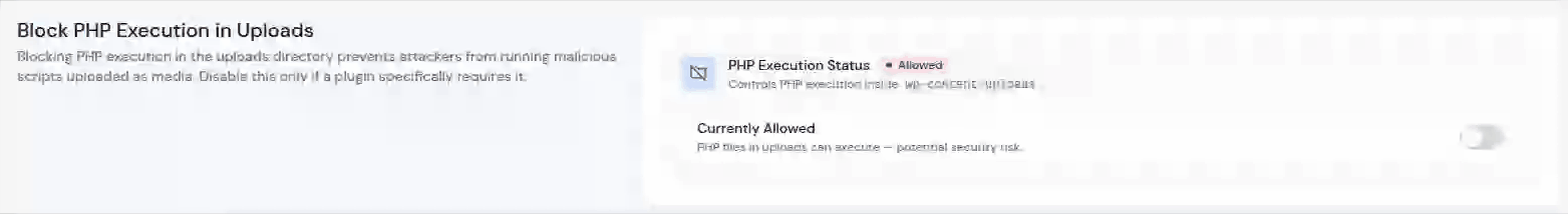 Block PHP Execution - WordPress Toolkit