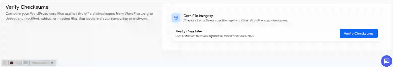 Verify Checksums - WordPress Toolkit