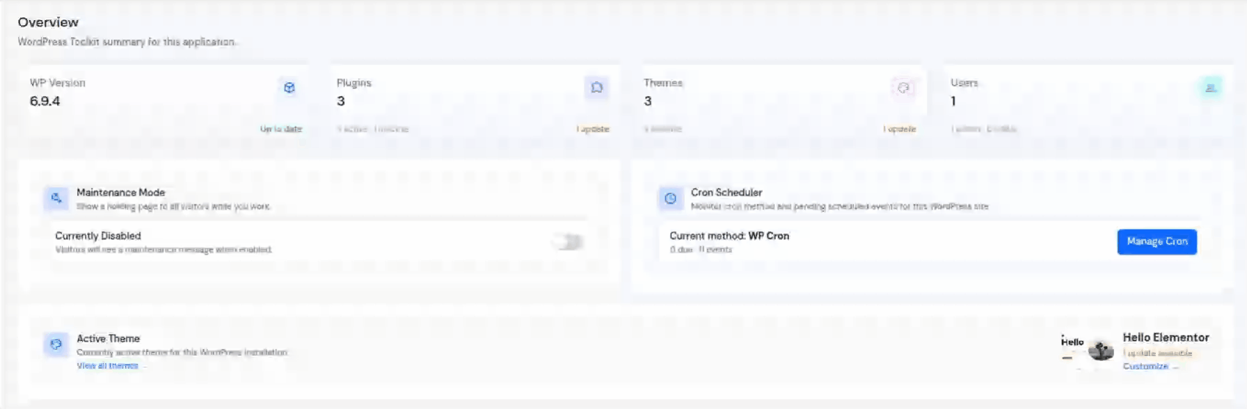 Maintenance Mode - WordPress Toolkit