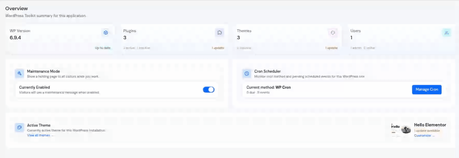 Manage Cron - WordPress Toolkit