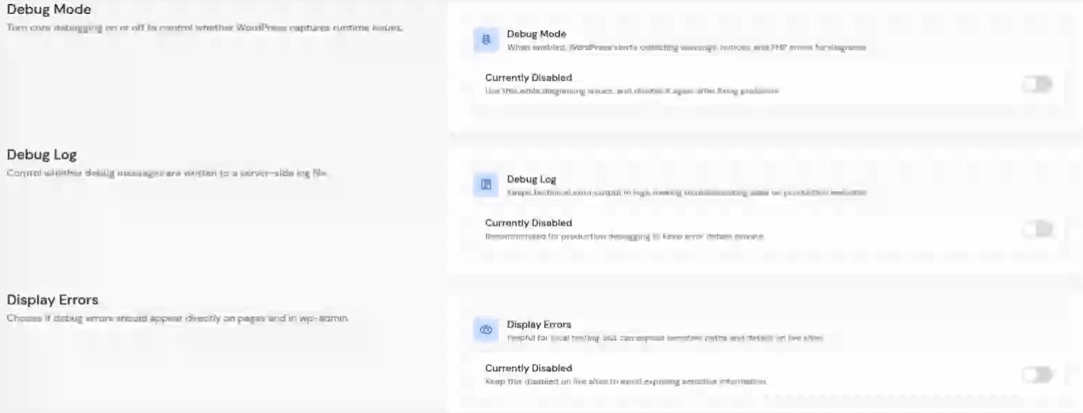 enable debug options - Enable Debug Mode