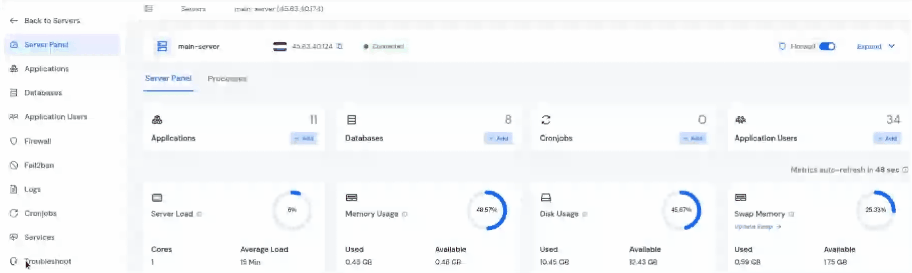 navigate to application panel - Update WordPress