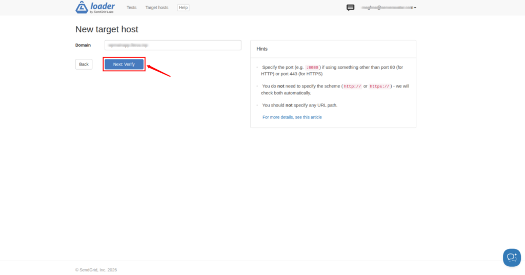 Verify Domain -  stress testing WordPress websites