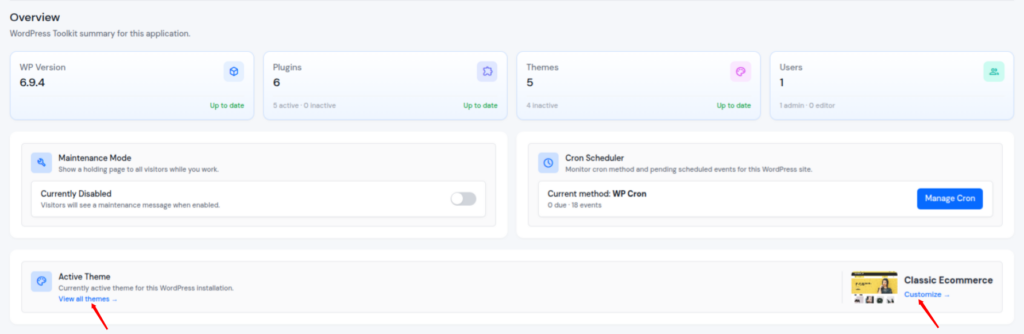 Active Theme - WordPress Toolkit