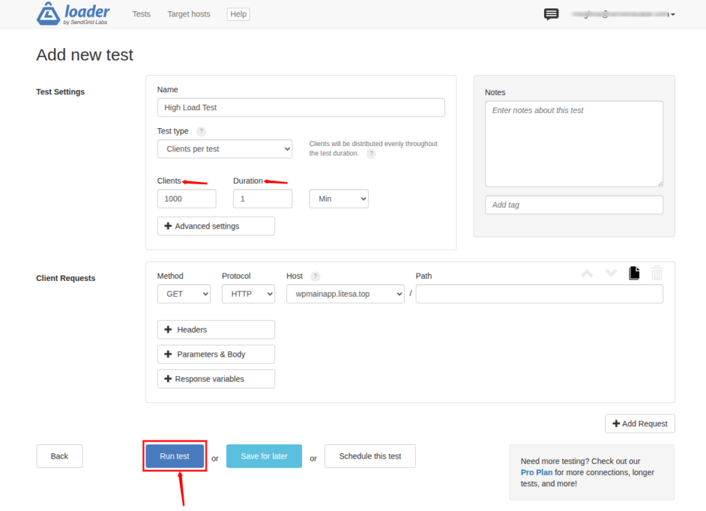 high load test - stress testing WordPress websites