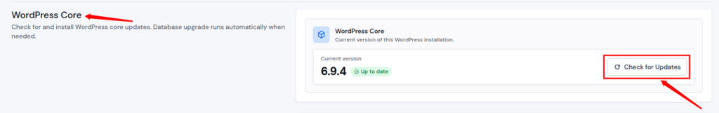WordPress cCore Version - WordPress Toolkit
