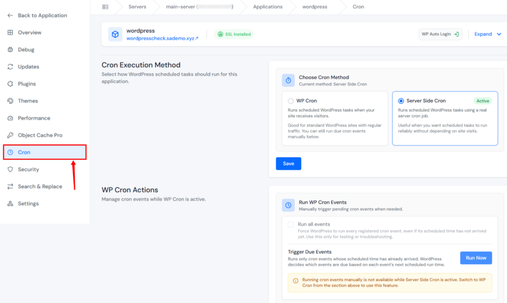 wp toolkit cron section - WordPress Admin Slow