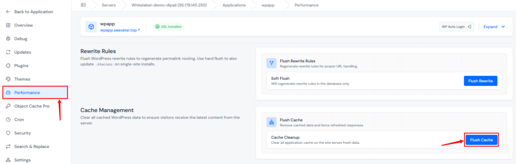 flush cache - WordPress 500 Internal Server Error