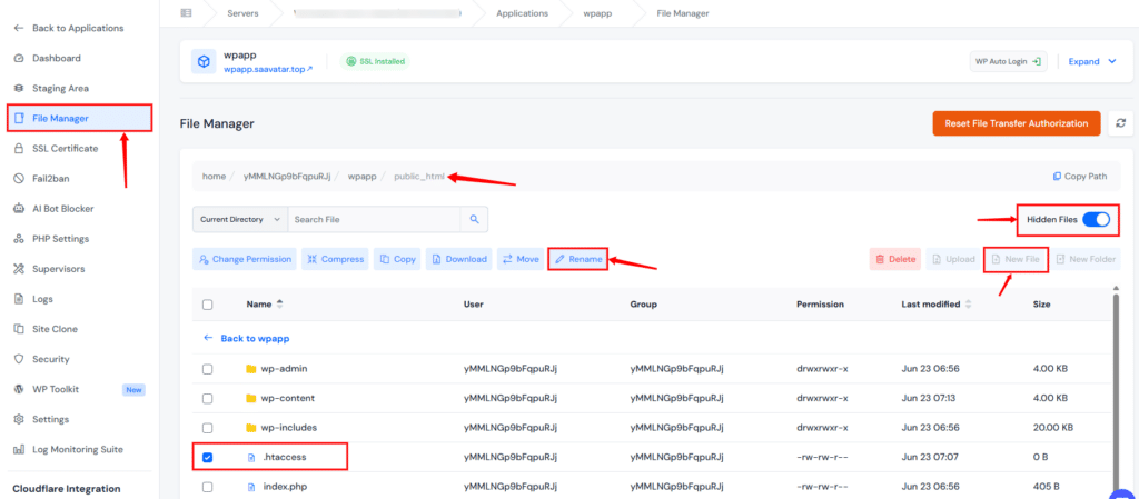 repair .htaccess file - WordPress 500 Internal Server Error