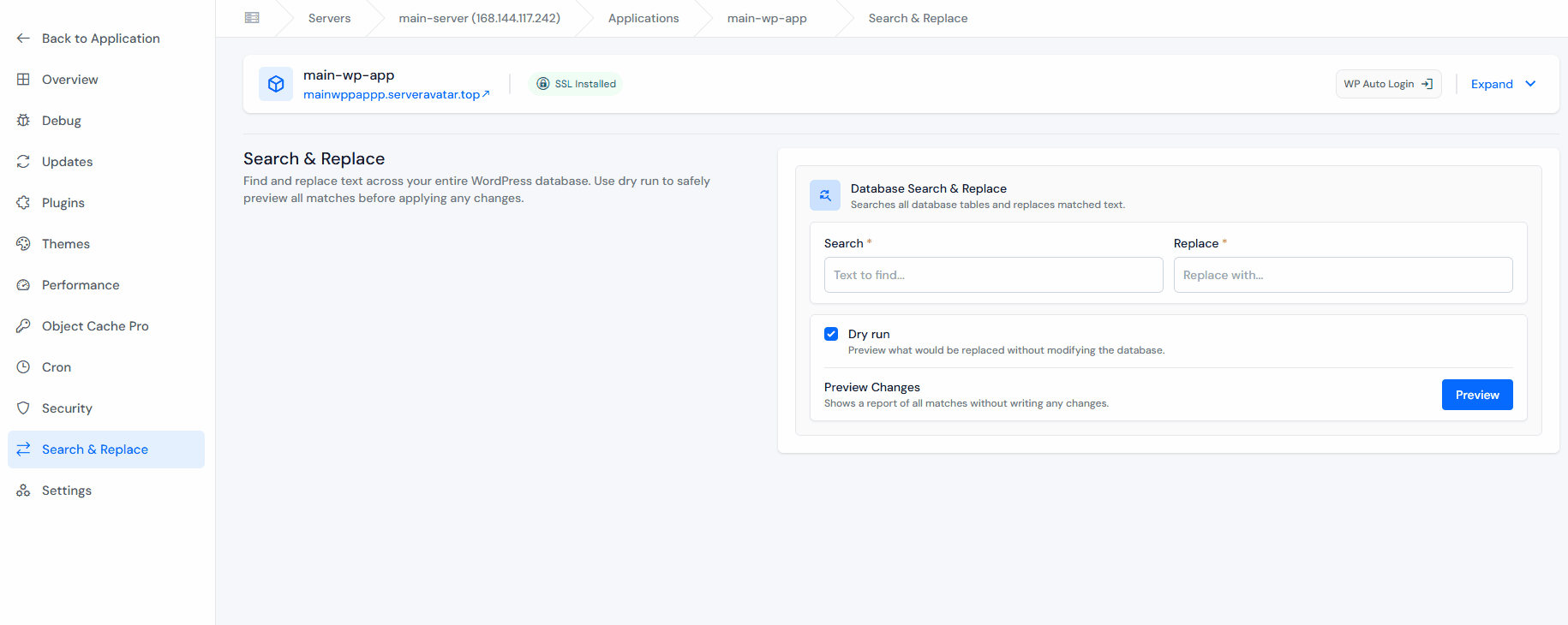 Run Replacement - WordPress Search & Replace