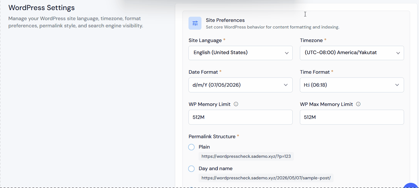 Search Engine Visibility - WordPress Site Settings
