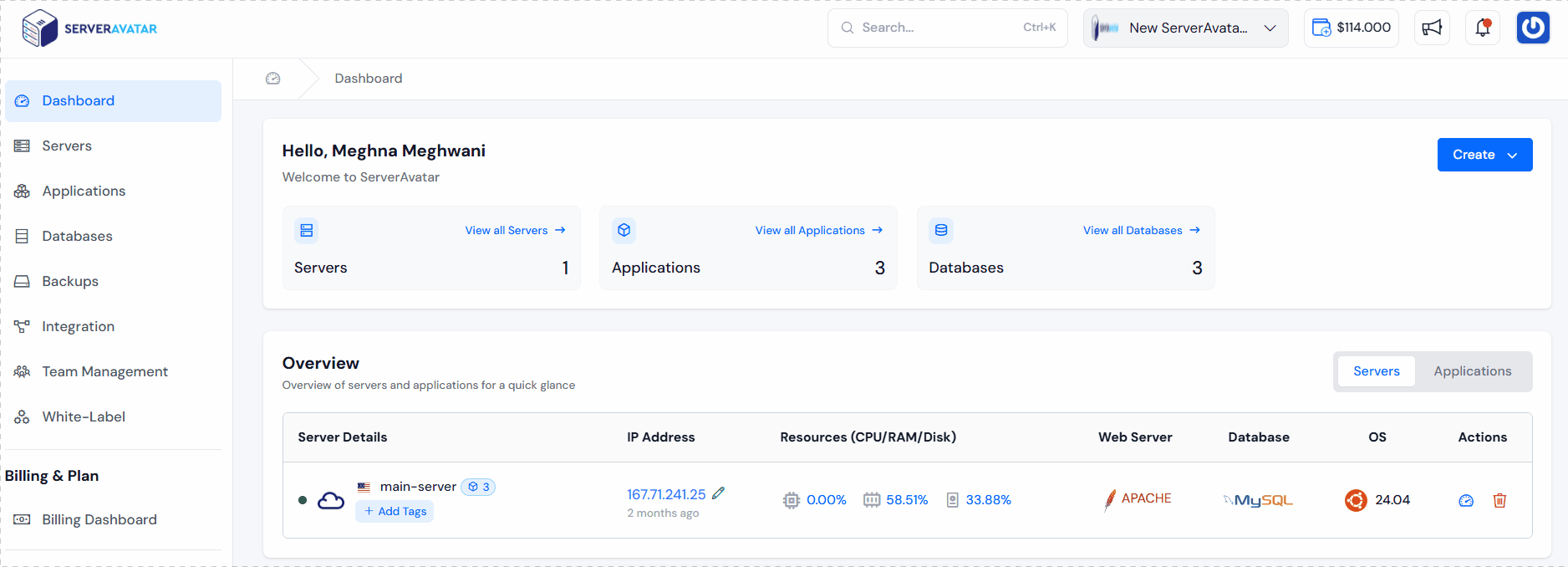 server dashboard - manage WordPress themes