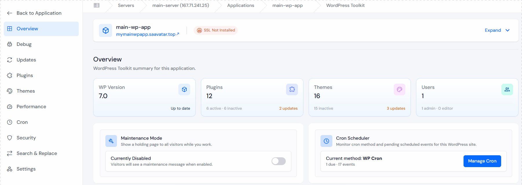 themes section - manage WordPress themes