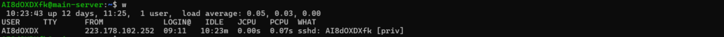 w command - List Users and Groups