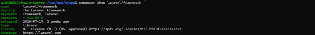 check laravel version using composer show - Check Installed Laravel Version