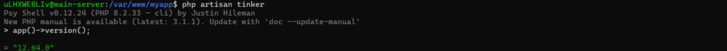 check laravel version using tinker - Check Installed Laravel Version