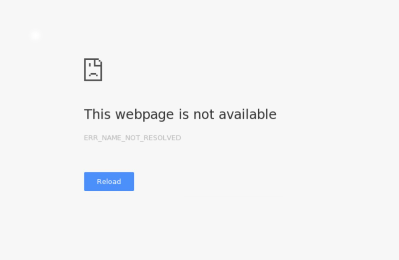 ERR_NAME_NOT_RESOLVED error display