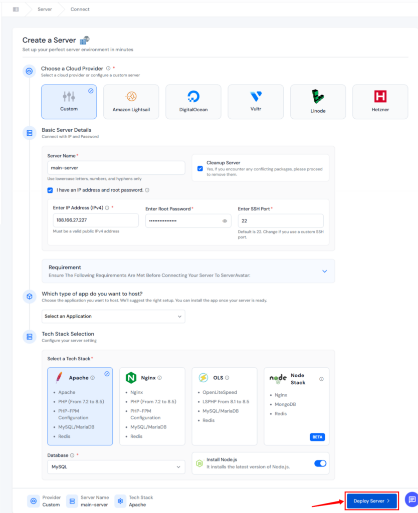 create server - Deploy Paperclip