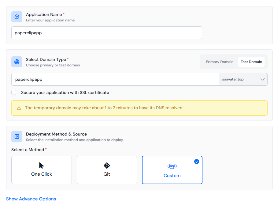 custom application - Deploy Paperclip