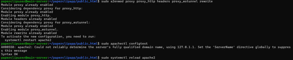 reload apache - Deploy Paperclip