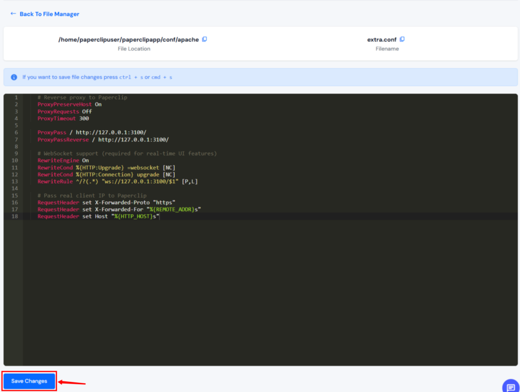 save config - Deploy Paperclip