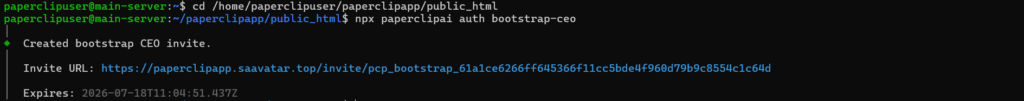 invite url - Deploy Paperclip