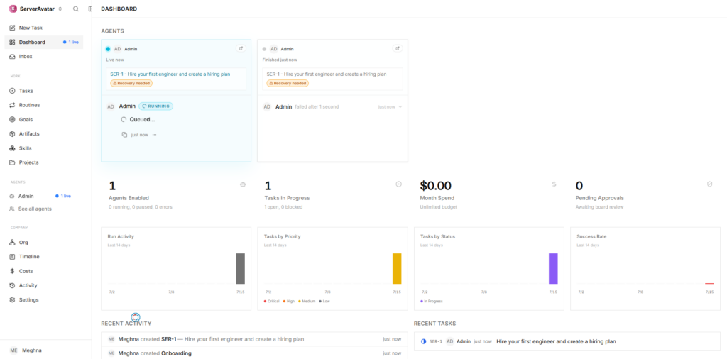 paperclip dashboard - You will see output like