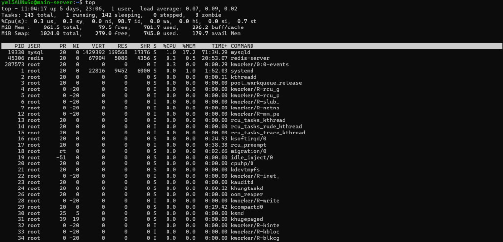 top output - Check Running Processes