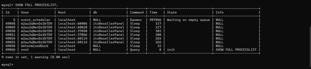 mysql processlist - Kill MySQL Queries