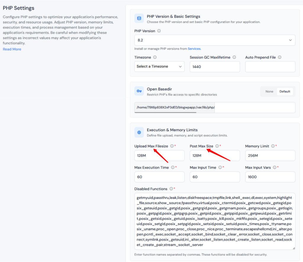 php settings - Upload image