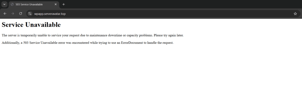 HTTP 503 Service Unavailable Error