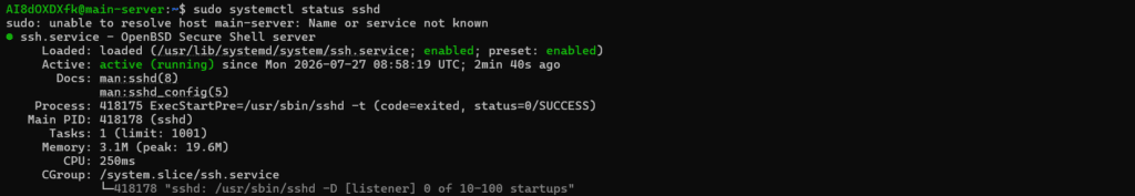 verify status - SSH Connection Refused