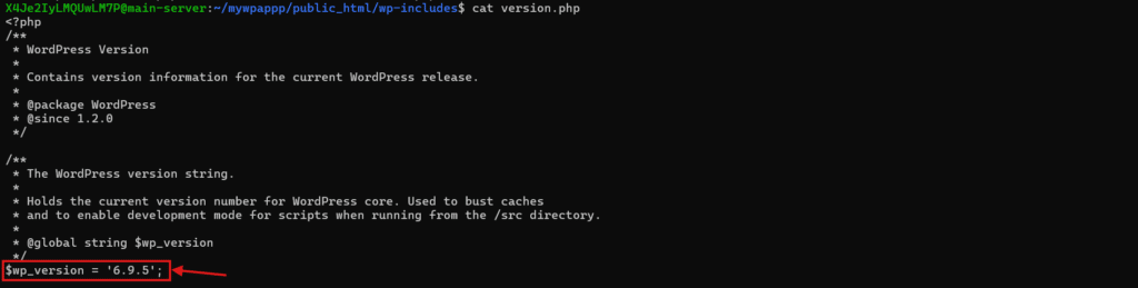 check current version from file - Upgrade WordPress Version