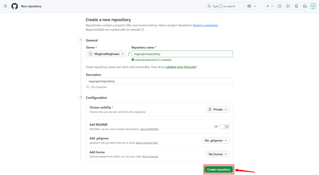 create repository in GitHub