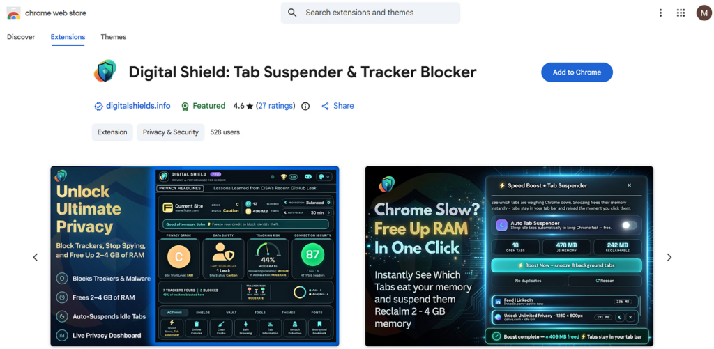 Digital Shield - Chrome Privacy Extensions