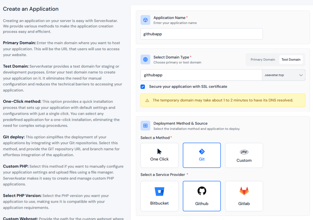 create GitHub application