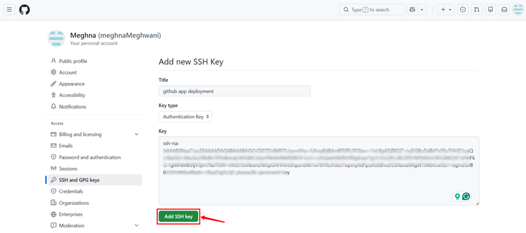 add ssh key