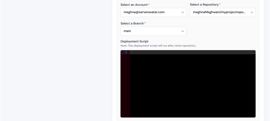 select account and repository