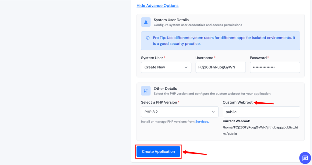 create application