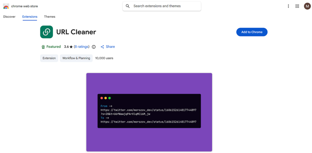 URL Cleaner - Chrome Privacy Extensions