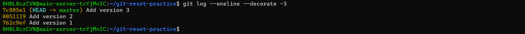 git log - Git Reset to Previous Commit