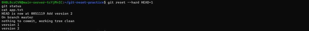 git reset hard