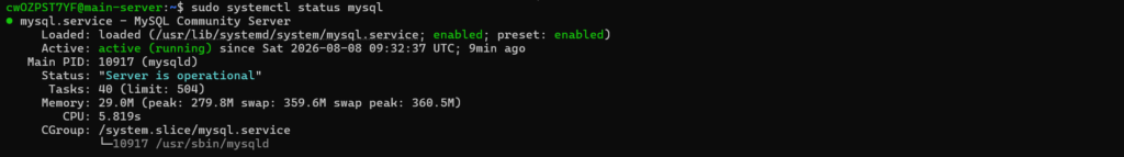 check status - MySQL Root Password
