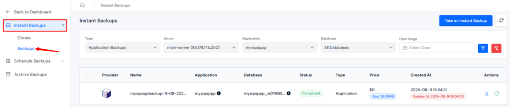 check backup - Website Backup